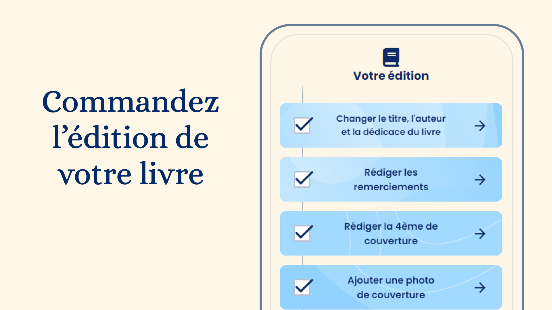 Interface d'édition de livre sur Elefantia, permettant de personnaliser le titre, remerciements et photo de couverture.